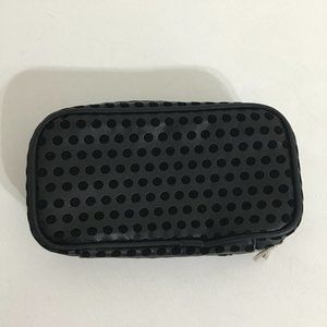 Faux Leather Double Zipper Closure Cosmetic Pouch Case - Rectangular